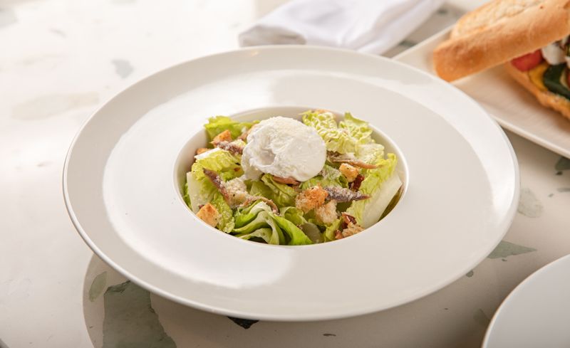 Caesar salad with romaine and croutons at Giordanos